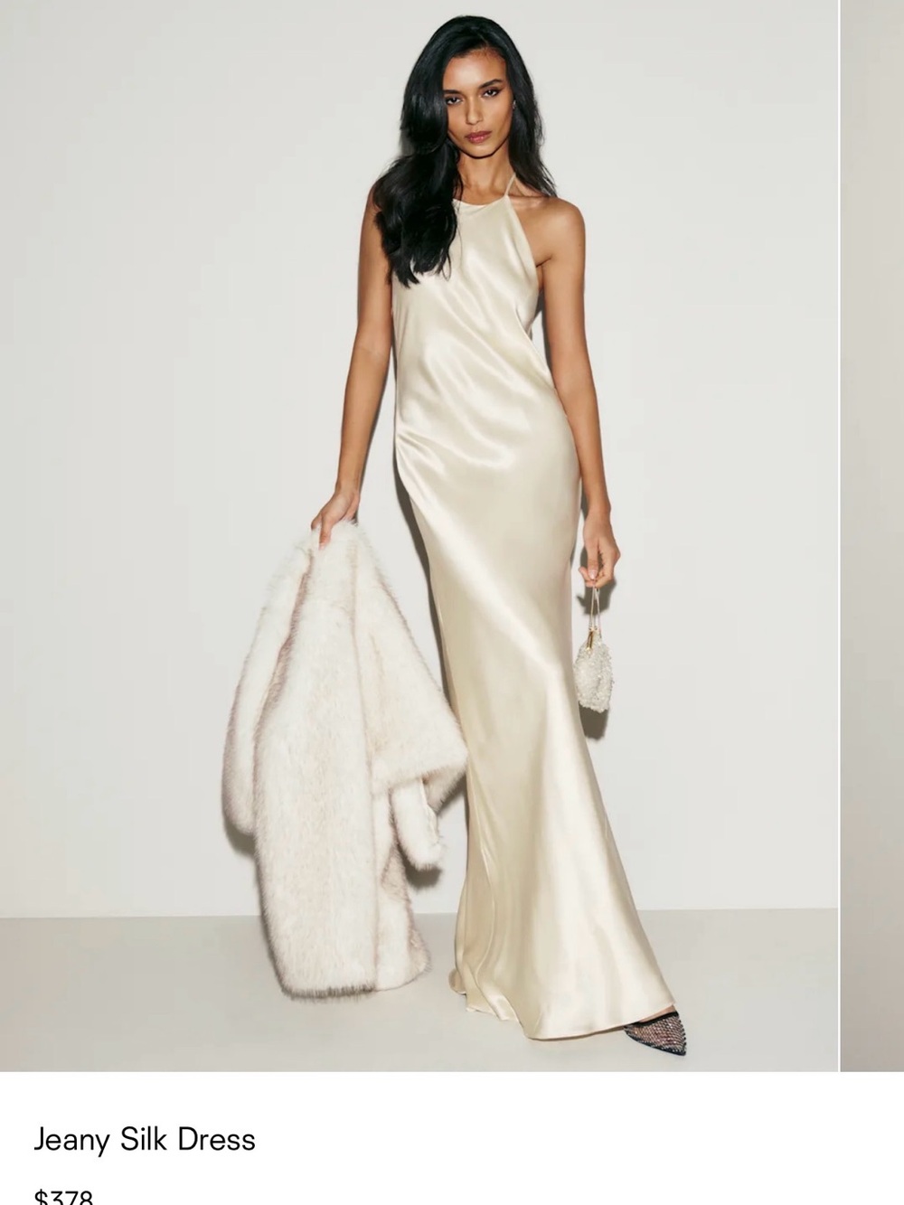 Reformation Champagne Silk Jeany Maxi Dress